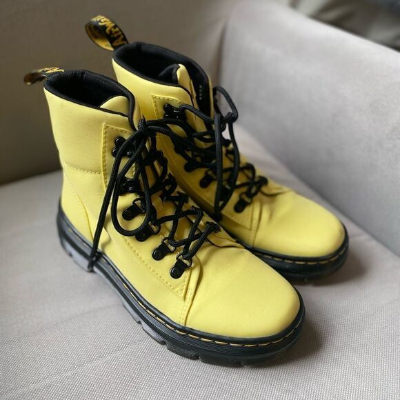 Dr. Martens Lemon Yellow Cyclone Nylon Combs Utility Boots - Picture 3 of 11